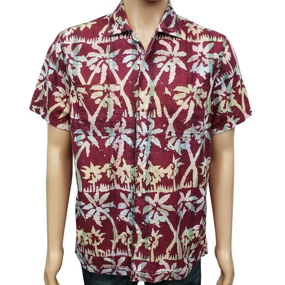 J. Crew Indian Madras Camp Collar Shirt  Short sleeves Men M Palm Print Amara - Picture 3 of 14